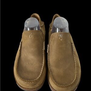 OluKai Tan Leather Moc Toe Slip-On Loafers size 10M